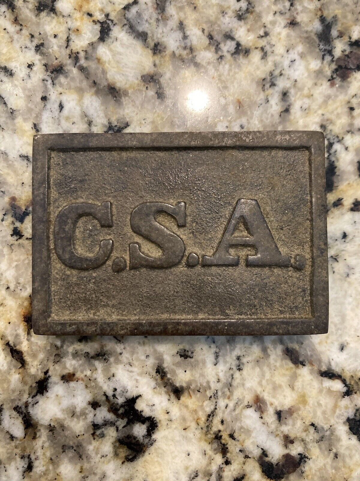 CSA Confederate Atlanta Plate Buckle - Cast from a Dug Original Ground Aged