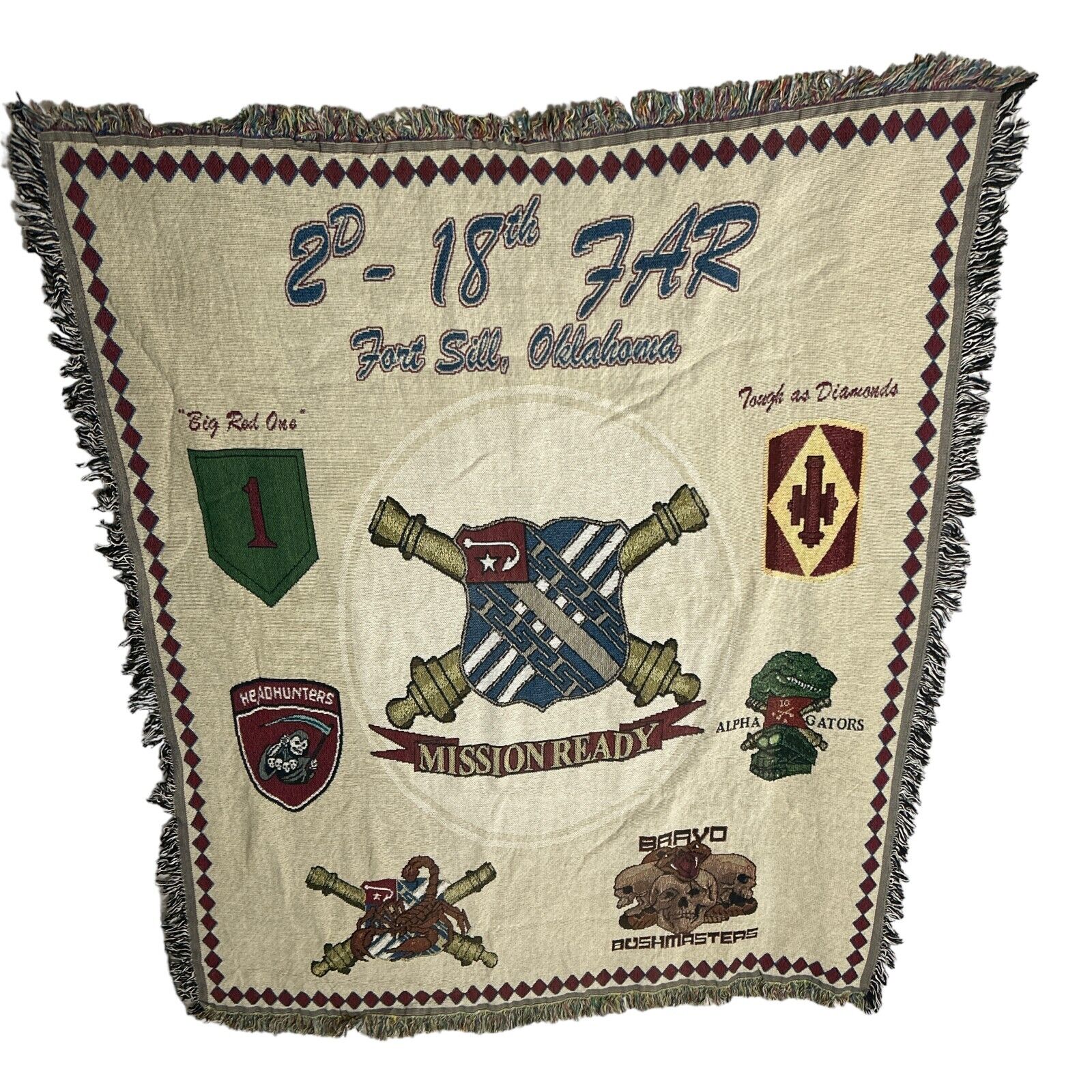 Fort Sill Oklahoma Throw Blanket US Army Military 60”x50” 2D-18th Far Tapestry