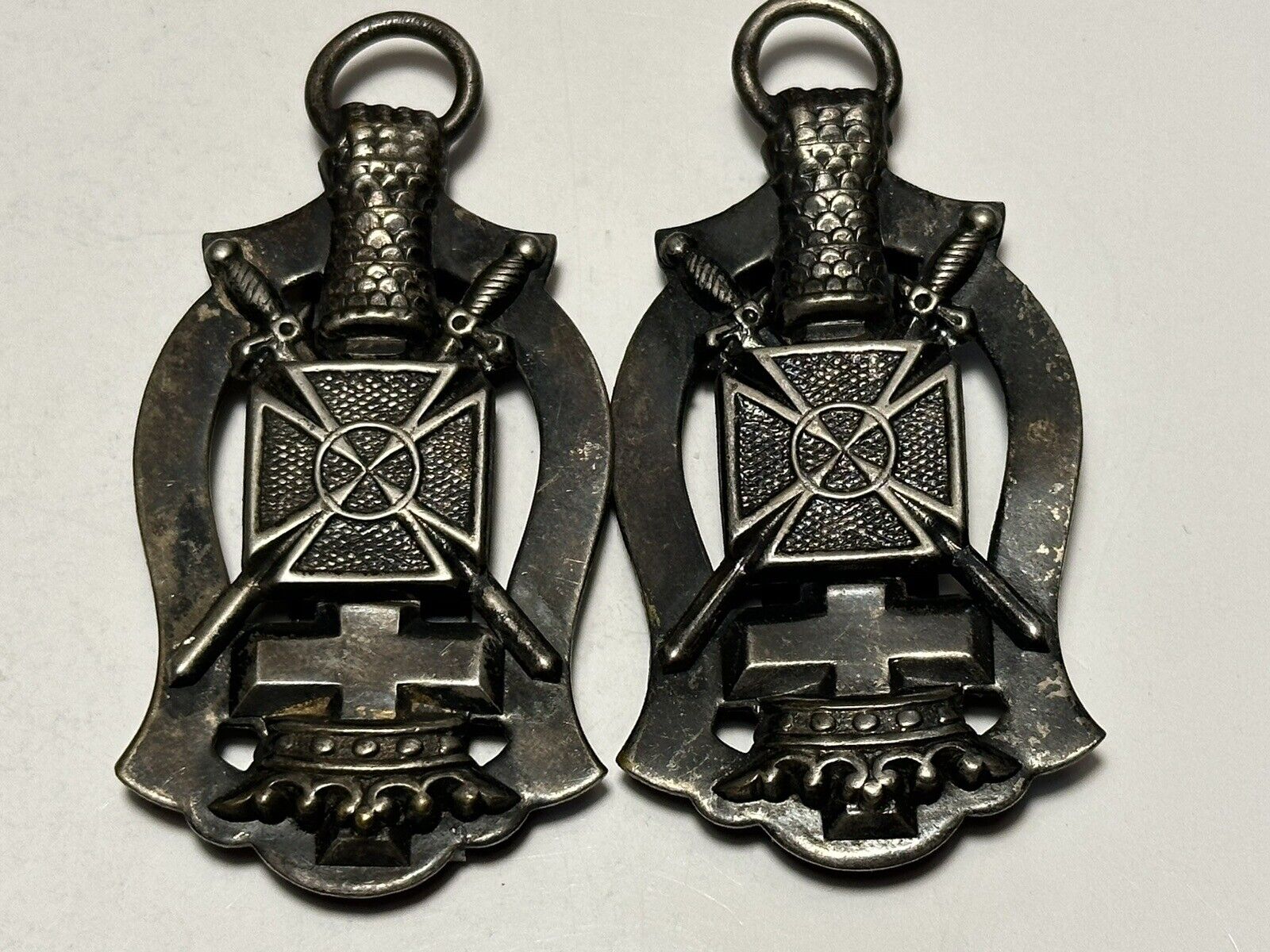 PAIR OF ANTIQUE MILITARY COAT OF ARMS UNIFORM BUCKLES