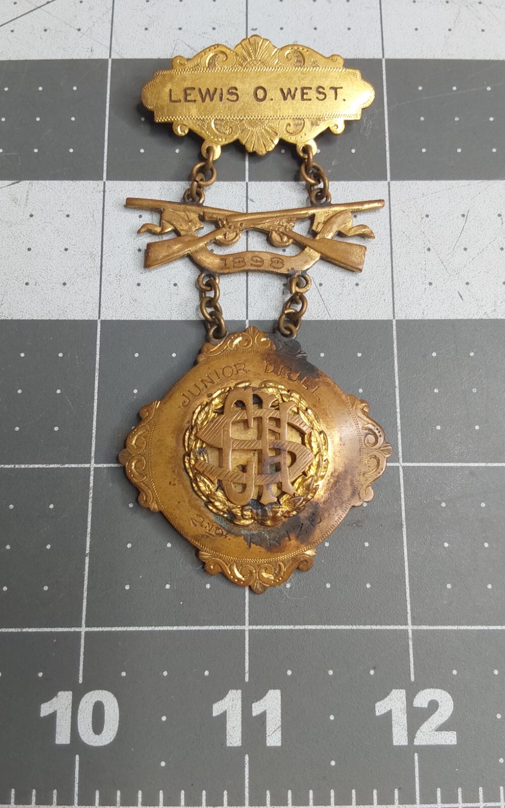 1898 Shooting Prize Jr Drill 2nd Prize Medal Badge Massachusett National Guard