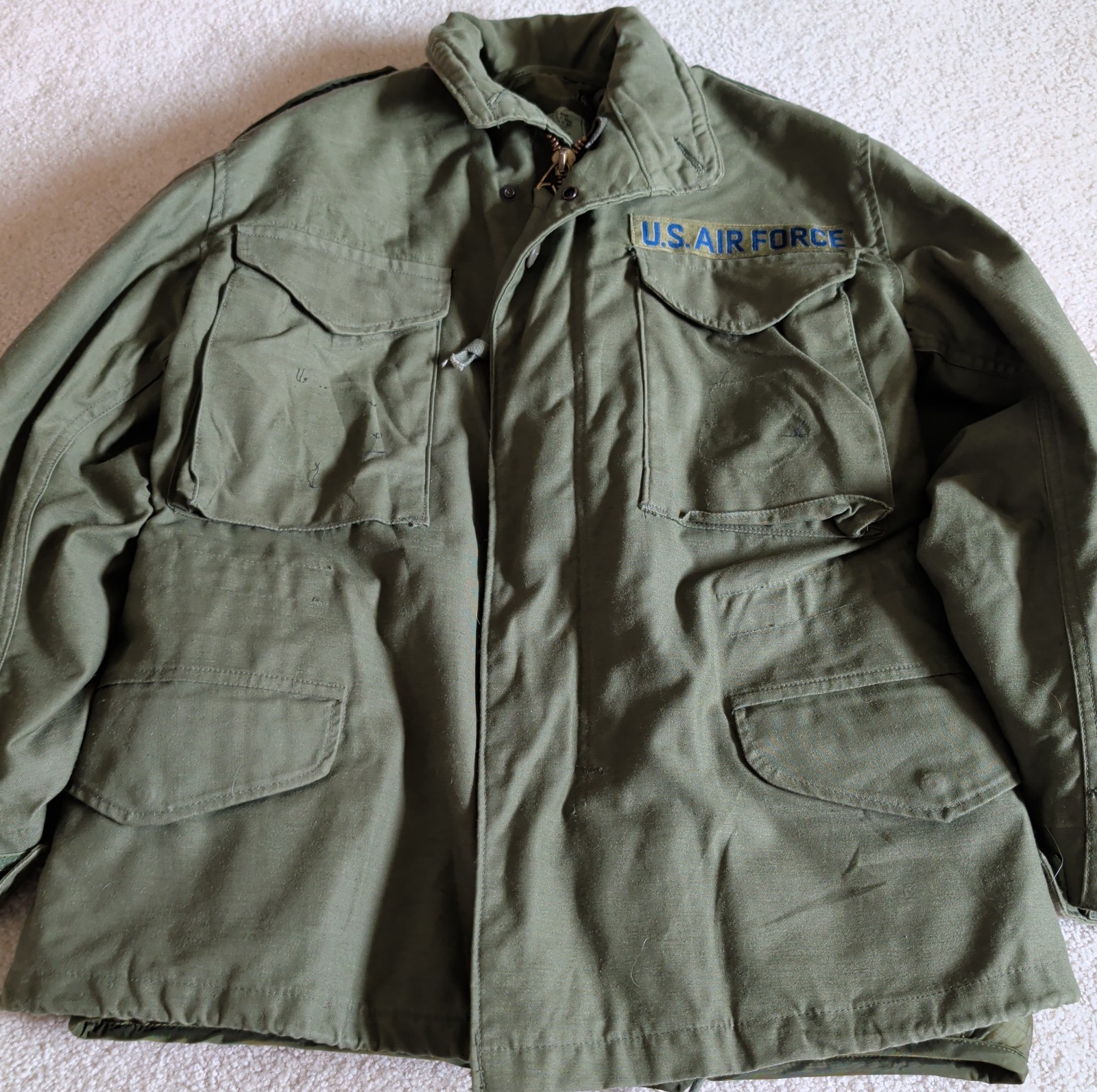 Vintage 80s M65 Cold Weather Field Coat Jacket Quilted Liner Mens Small X-Short 