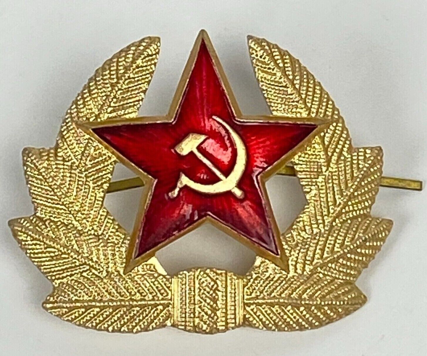 Russia Soviet USSR Uniform Red Star Military Cap Hat Pin Badge Insignia  421K 