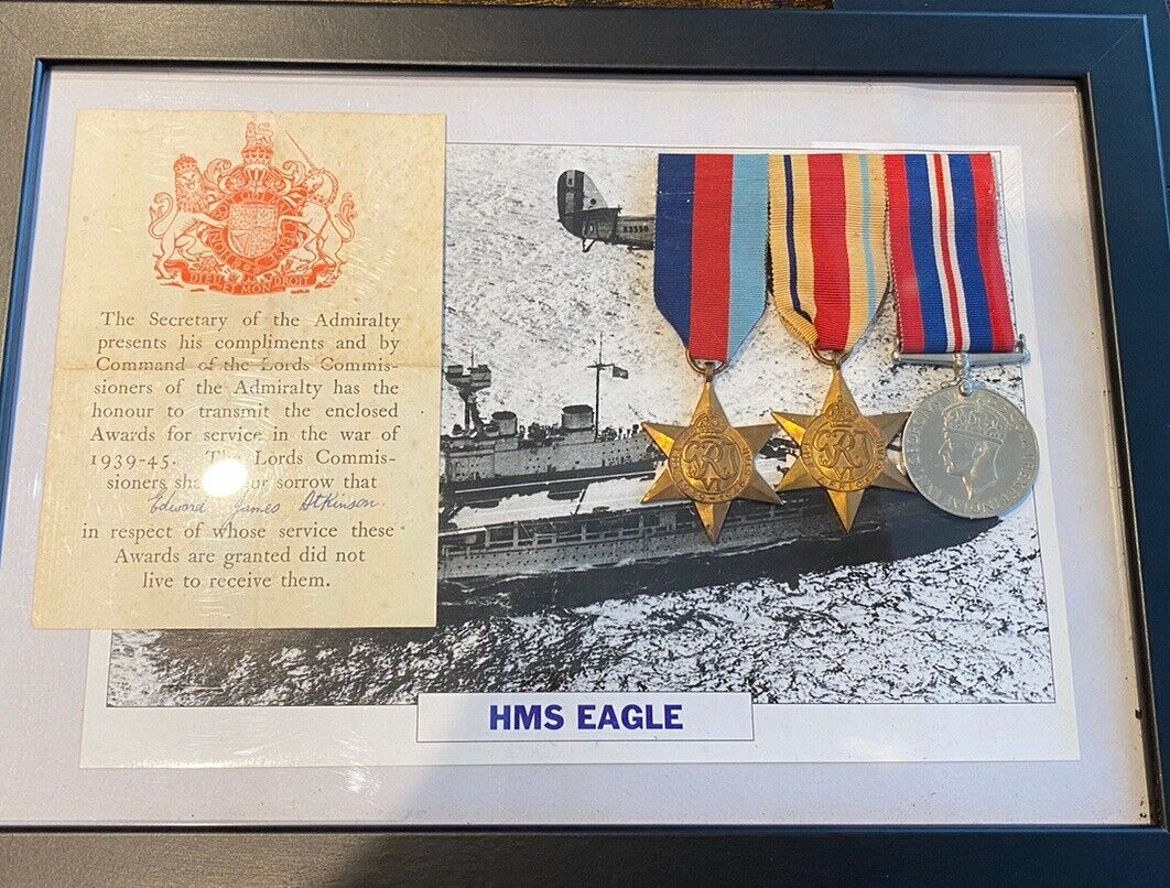 WW2 Casualty Medal Group + condolence slip. Malta Convoys Op Pedestal HMS Eagle