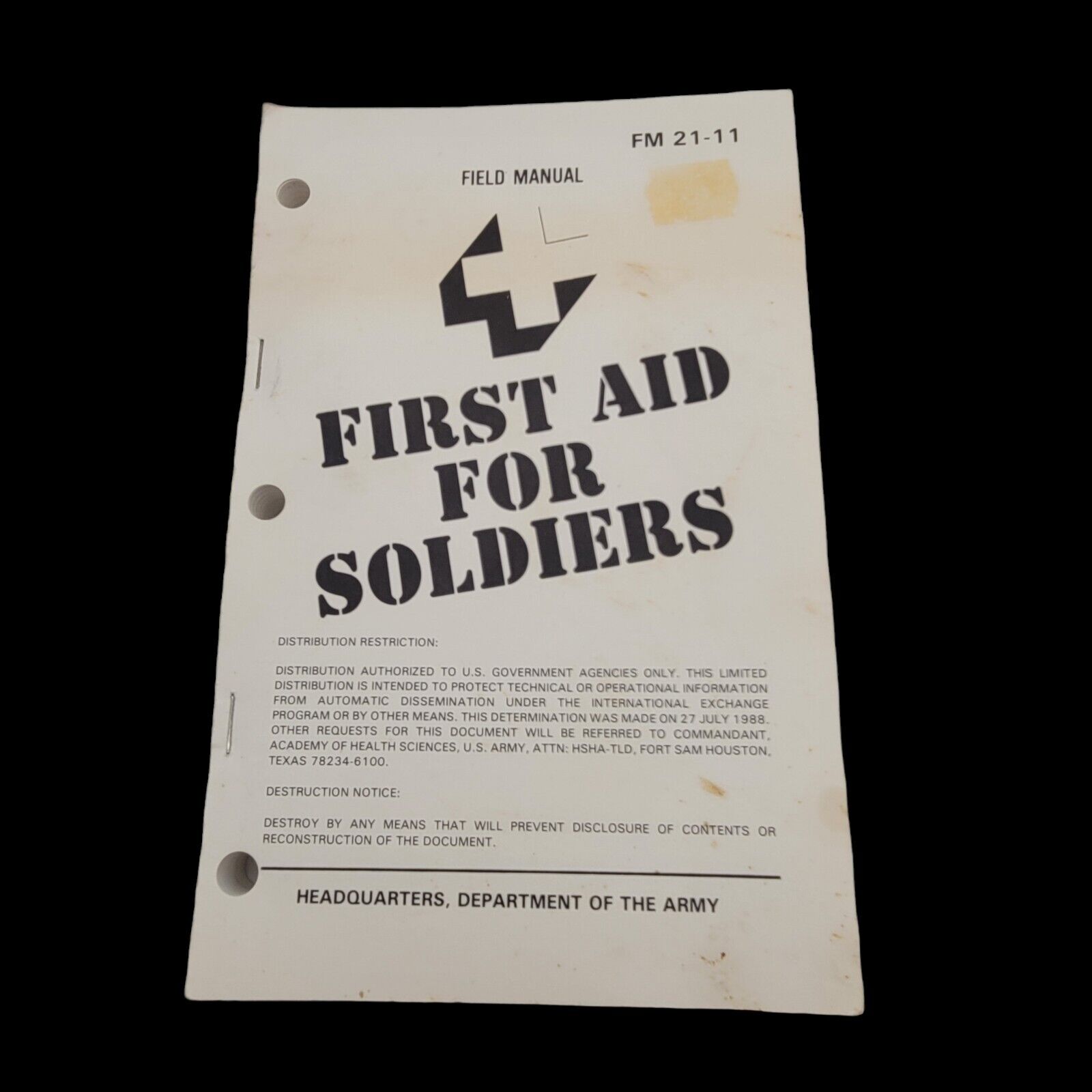 Vintage Army Field Manual FM 21-11 First Aid For Soldiers 1988