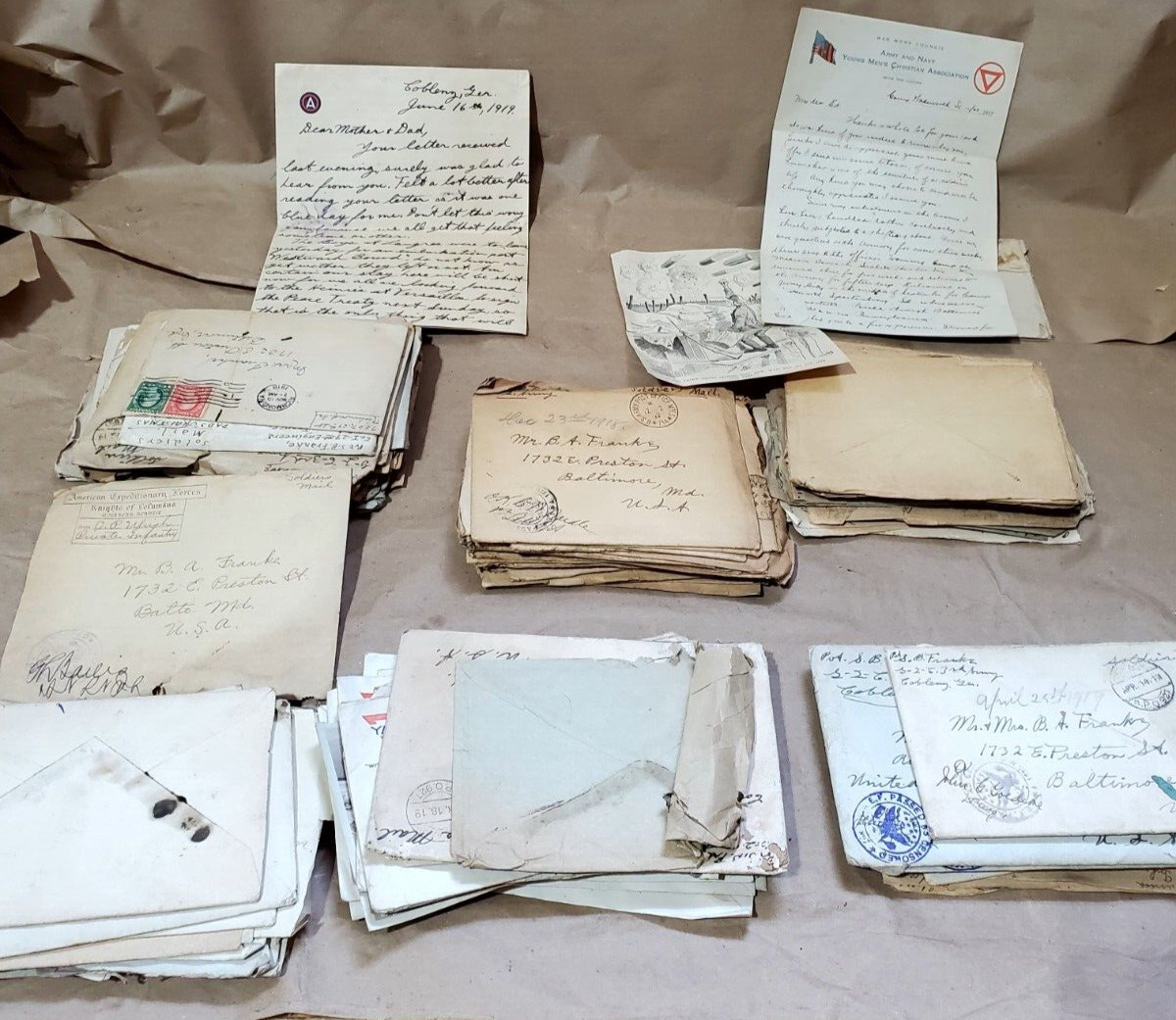 WW1 1918/1919 Original Rare Letters To Home From Soldier HUGE LOT