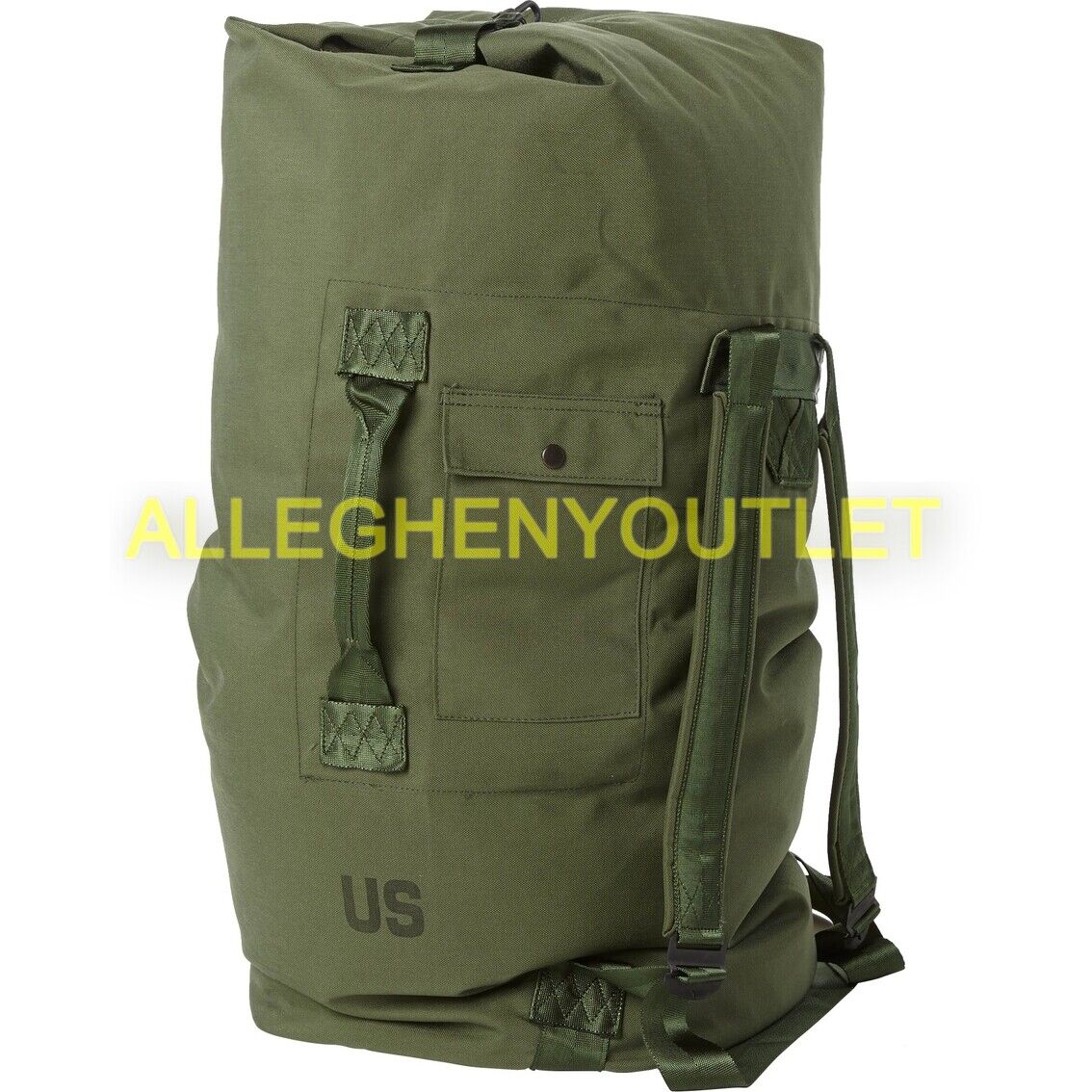 Military Duffle Bag, OD Nylon Sea Bag, Carry Straps, NSN 8465-01-117-8699 VGC #1