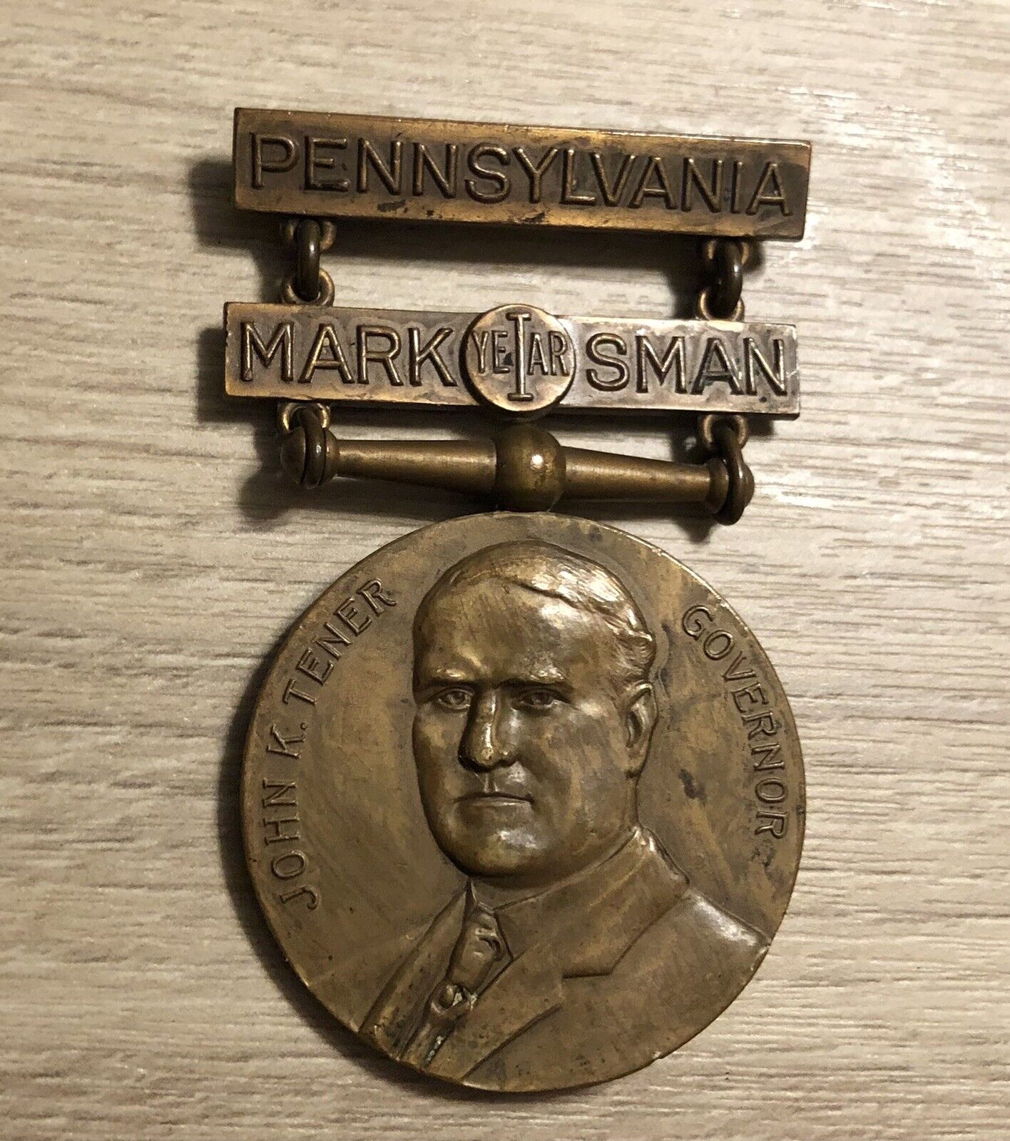 Pennsylvania WWI Veteran Original Marksmanship Bronze Medal Engraved Numbered
