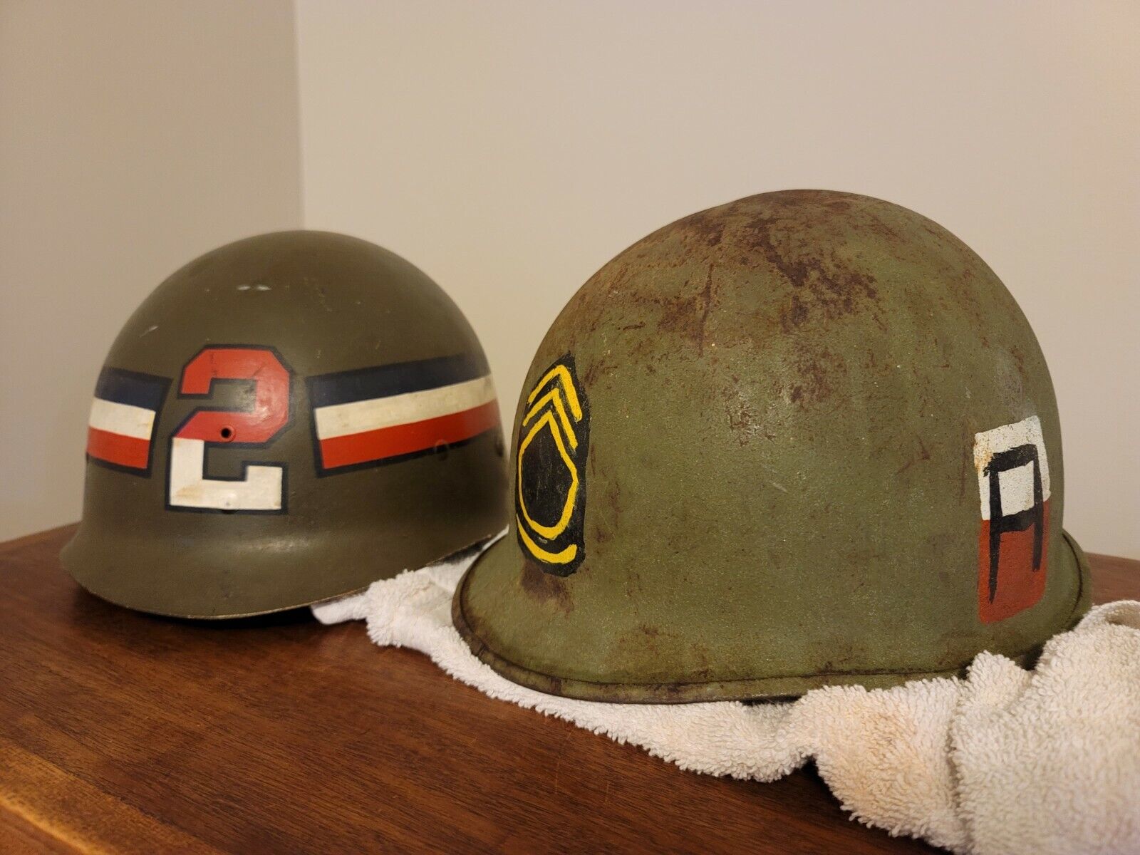 Original 1st Army WWII US M1 Helmet and Second Army Liner