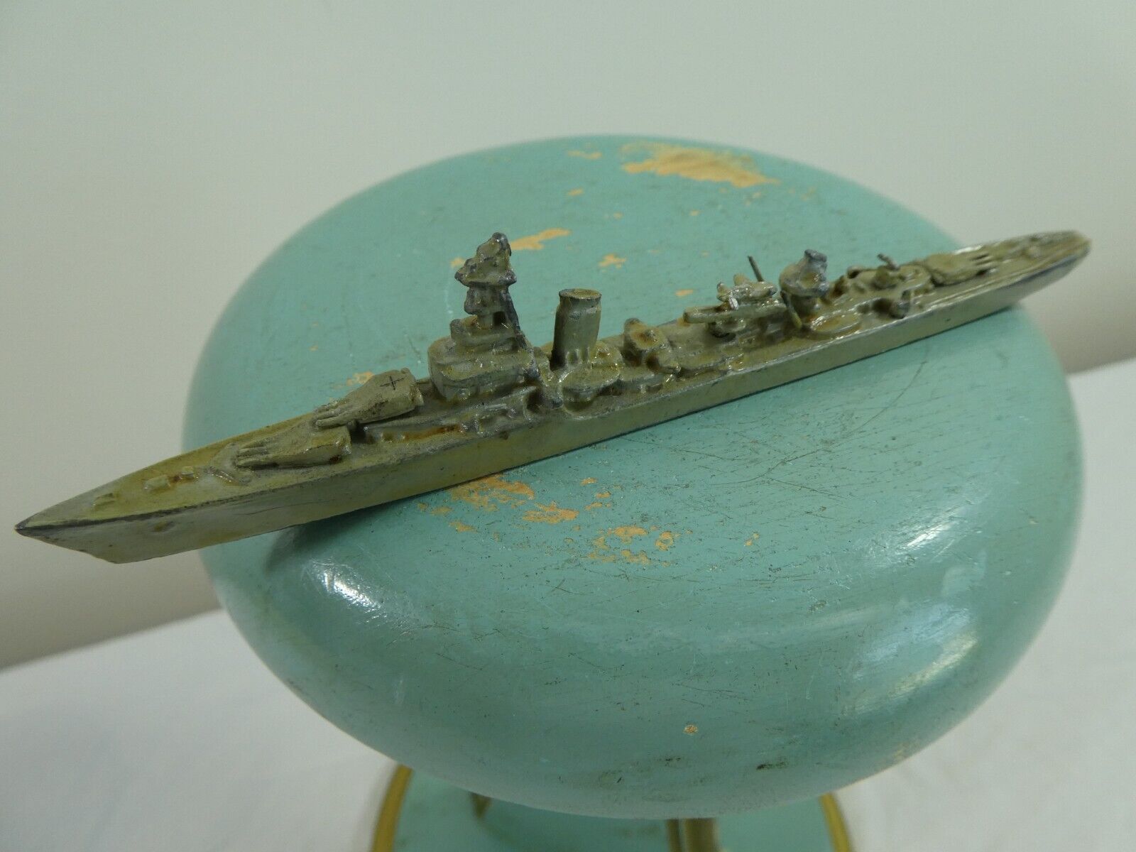 Vintage Comet USS Ship Gray Cast Metal Miniature Recognition Model Military USN