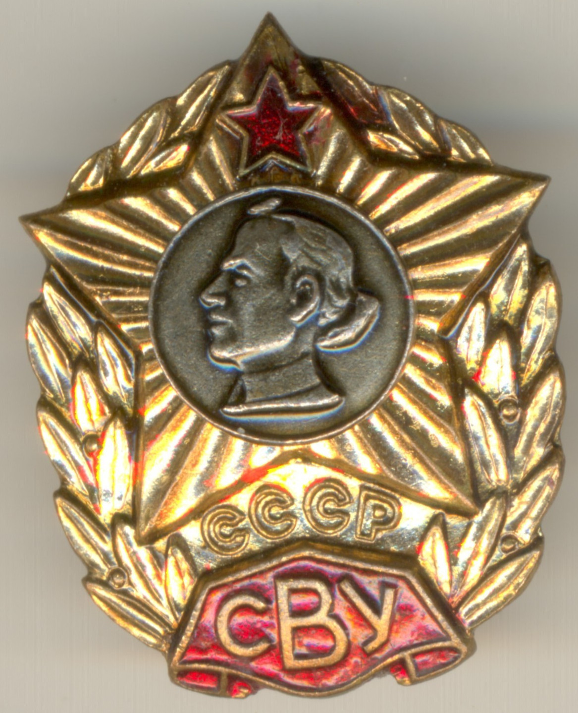Soviet Russian red Medal Star BANNER Order Badge Suvorov Military School (1504a)