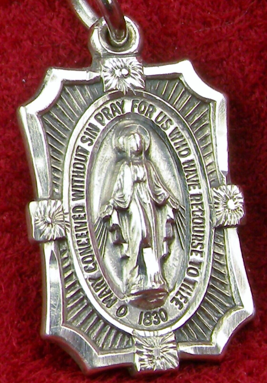Chaplain's Vintage Sterling WWII Dog tag Worn Catholic Miraculous Medal Pendant
