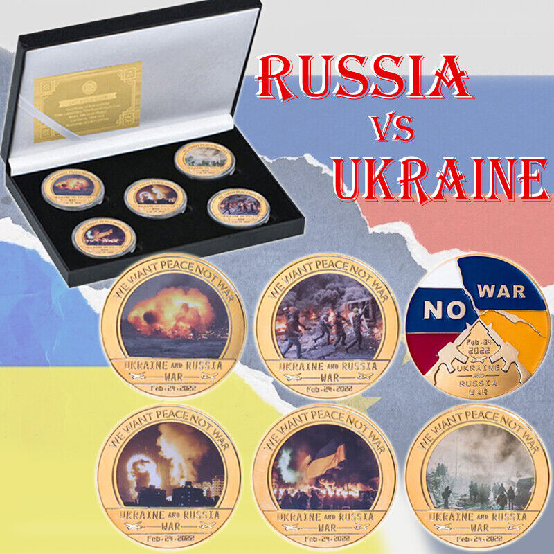 2022 Russia and Ukraine War Gold Commemorative Coins Set In Box Army Souvenirs
