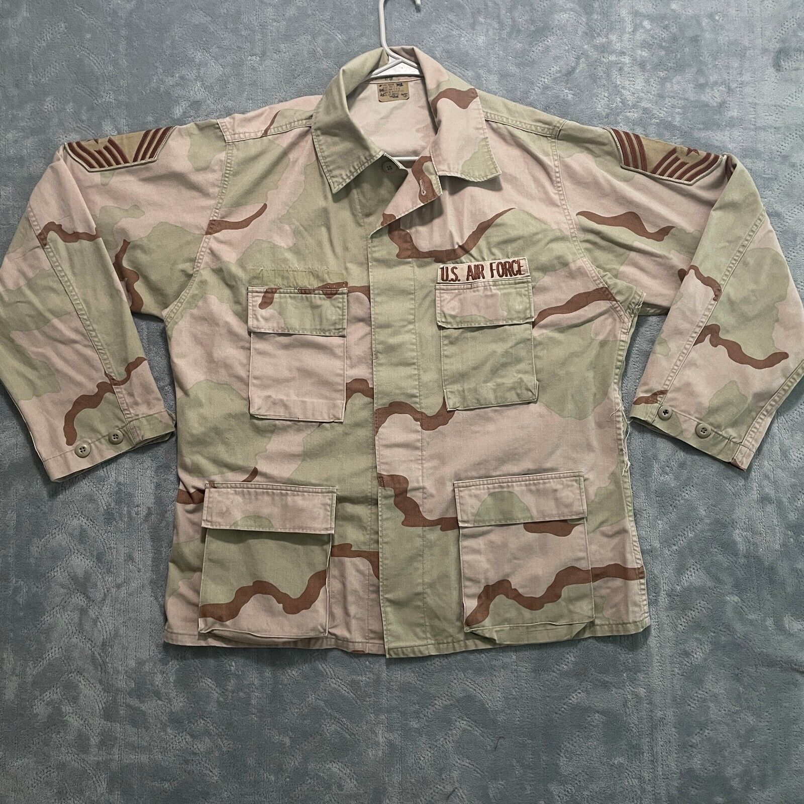 US Military Airforce Shirt Jacket Mens Large Regular Desert Camo BDU Combat