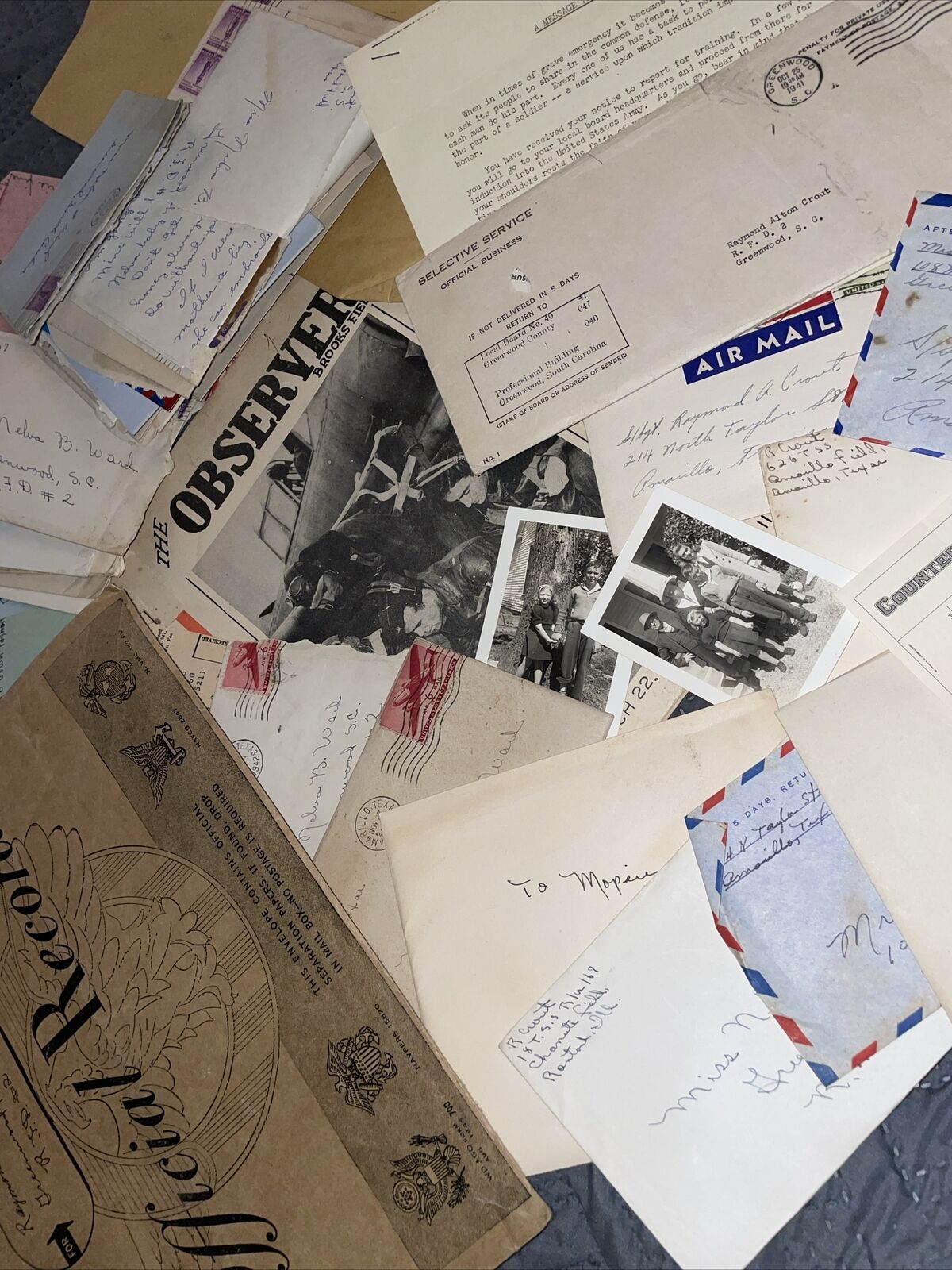 VTG LOT 50 WW2 LETTERS SOLDIER Draft Letter 1941 Him & Fiance Plus Camp Newsltr
