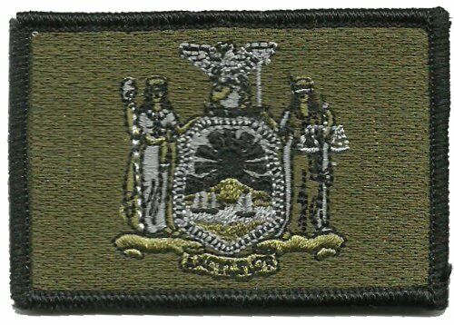 Hook Fastener Compatible Patch State of New York Olive Drab 3x2\