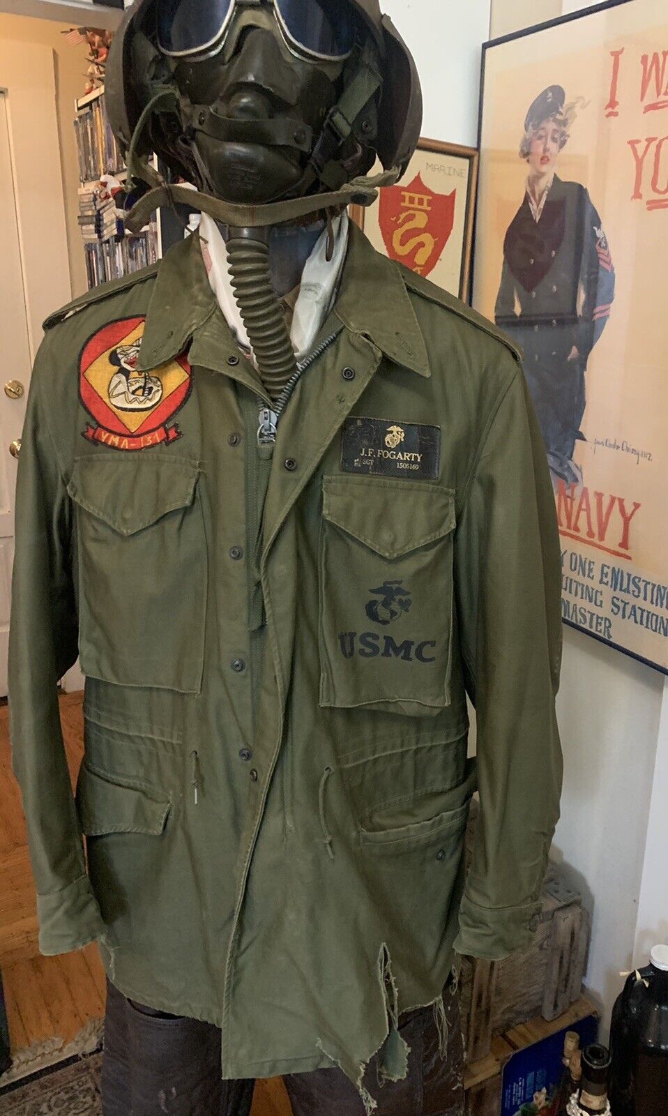 Vintage Named M-1951 Field Jacket US Military USMC  Regular Medium. UK 5