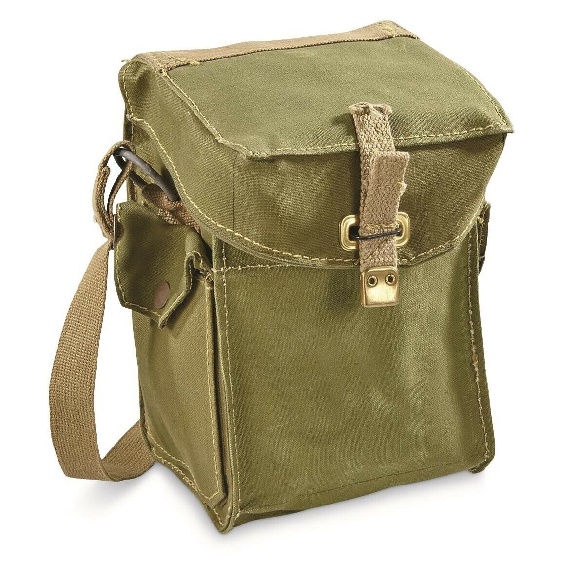Vintage 40's WWII Era English Army Shoulder Bag 100% Cotton Brass Hardware