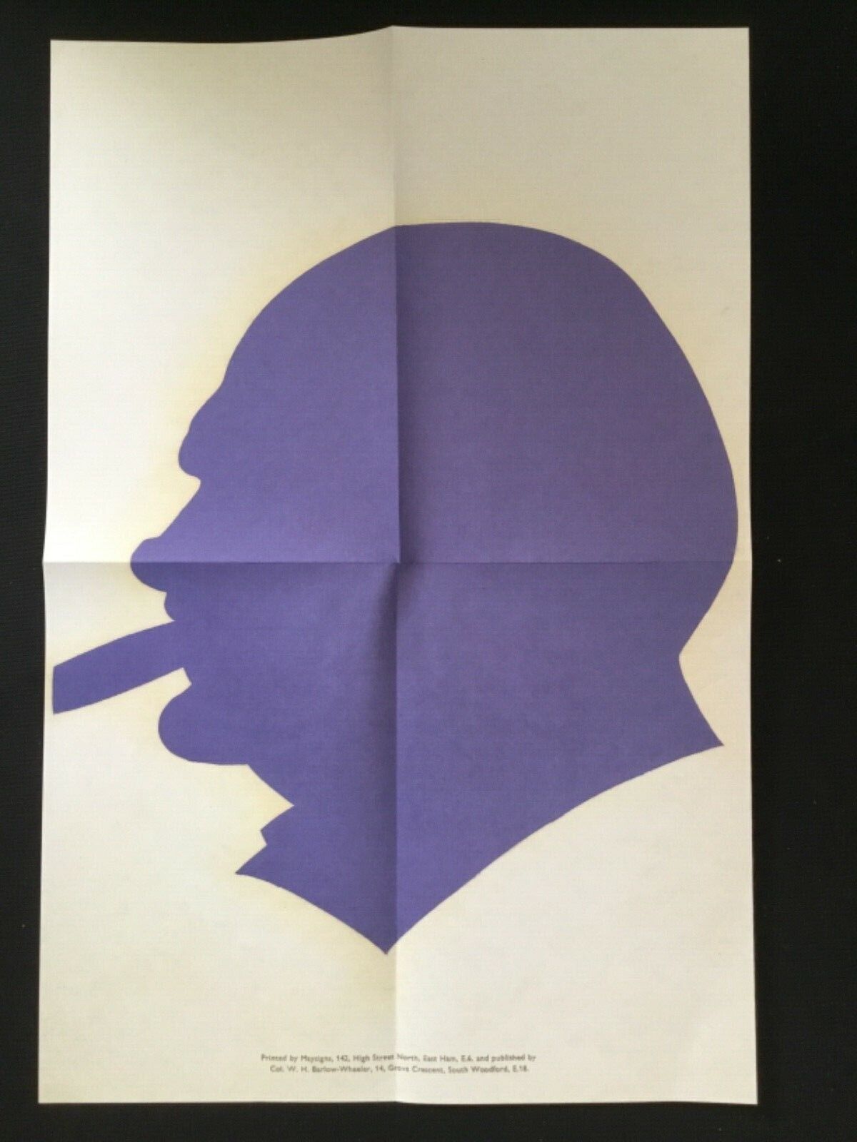 1950’S ELECTION POSTER OF A ICONIC SILHOUETTE OF WINSTON CHURCHILL (Repro)