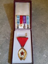 RARE Cased Cold War Hungarian Order of Labor Gold Class Set with Miniature Bar