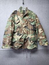 Vntg Army M65 Cold Weather Field Jacket Coat Mens M R Camo USGI 90s Stains picture