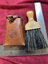 Vintage WW2 Era Oxco Wood Handle Brush in Leather Military Snap Case. picture