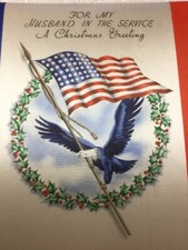 Large WW2 Silk Lace Christmas Greeting For My Husband Rust Craft Greeting Cards