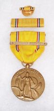 ORIGINAL WW2 AMERICAN DEFENSE MEDAL W/ FOREIGN SERVICE BAR + RIBBON & BUTTON picture