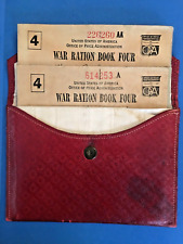 Vintage World War II Ration Books Stamps Plus Tooled Leather Pouch  Silk Lined picture