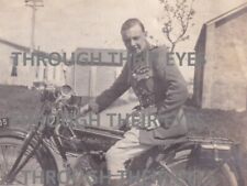 Original WW1 photo RAF Pilot on  a Rudge Multi Motorbike Motorcycle c 1919 picture