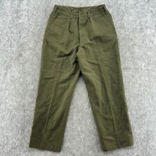 VINTAGE US ARMY Pants Mens 36x29 Green Wool Tweed Cargo Serge Button Fly 50s 60s picture
