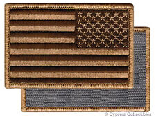 AMERICAN FLAG EMBROIDERED PATCH CAMO BROWN USA LEFT w/ VELCRO® Brand Fastener picture