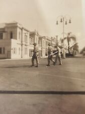 Vintage WWII Military Photo Aussie Soldiers walking around City in Australia B&W picture