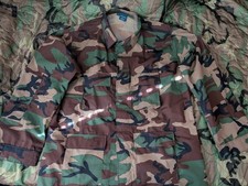 Propper Size XL Long Woodland BDU Camo Combat Coat Jacket Tactical Button Up