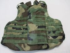 WOODLAND CAMOUFLAGE BODY ARMOR PLATE CARRIER BDU MADE W/KEVLAR INSERTS MED VEST picture