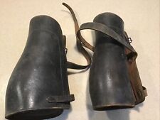 WW1 US MILITARY CAVALRY LEATHER GAITER BOOT LEGGINGS INTACT WITH STRAPS picture