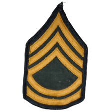 Single US Army Patch E7 Sergeant First Class Chevrons Stripes Gold on Green picture