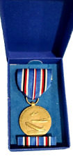 HECKETHORN-AMERICAN CAMPAIGN MEDAL, RIBBON BAR, BOX, PIN BACK -SUPERB-WWll * picture