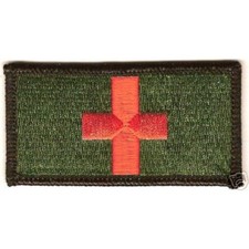 Medic Red Cross Embroidered Patch OD Green, Army Combat Medic Corpsman ID