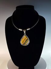 Sterling and Bumblebee Jasper Pendant on Leather Choker picture