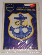 Vintage 1960s USN U.S. NAVY Embroidered Anchor PATCH Gemsco Blue & Yellow picture