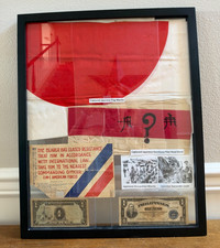 WWII PACIFIC PRESENTATION SHADOW BOX CAPTURED JAPANESE FLAG KAMIKAZE HEADBAND