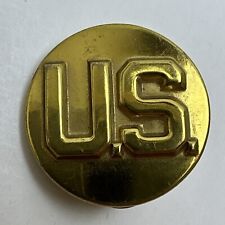 WW2 US Army Enlisted Collar Disc Pinback Gold Tone Insignia Military Circle picture