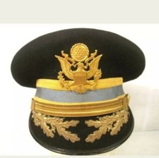 USA Hat Cap - Infantry  Dress Blue Visor Cap w/Oak Leaf Brim USA Caps Hats