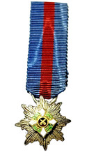 Italy Order of Savoy 1st Class Miniature Medal Silver Gilt Enamel Ribbon 18mm