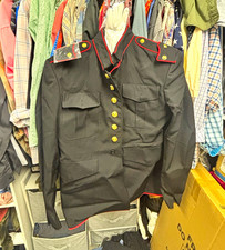 Militaria Black Military Dress Uniform Jacket w/ Red Piping & Gold Buttons