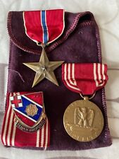  WW2 Era US Army Military Bronze Star Medal Ribbon Pin & Others Lot of 3 picture