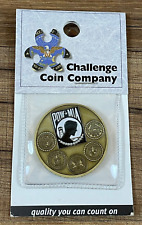 Army Navy Air Force Marines Coast Guard POW MIA Gold Tone Challenge Coin picture