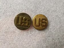 2 Vintage US Army U.S.  Brass Enlisted Collar  Lapel Pins picture