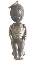 WW1 era Fumsup Silver and Wood Charm Doll with Purple Eyes - 30mm tall. picture