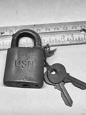 WW2 U. S. Navy Brass padlock with two keys picture